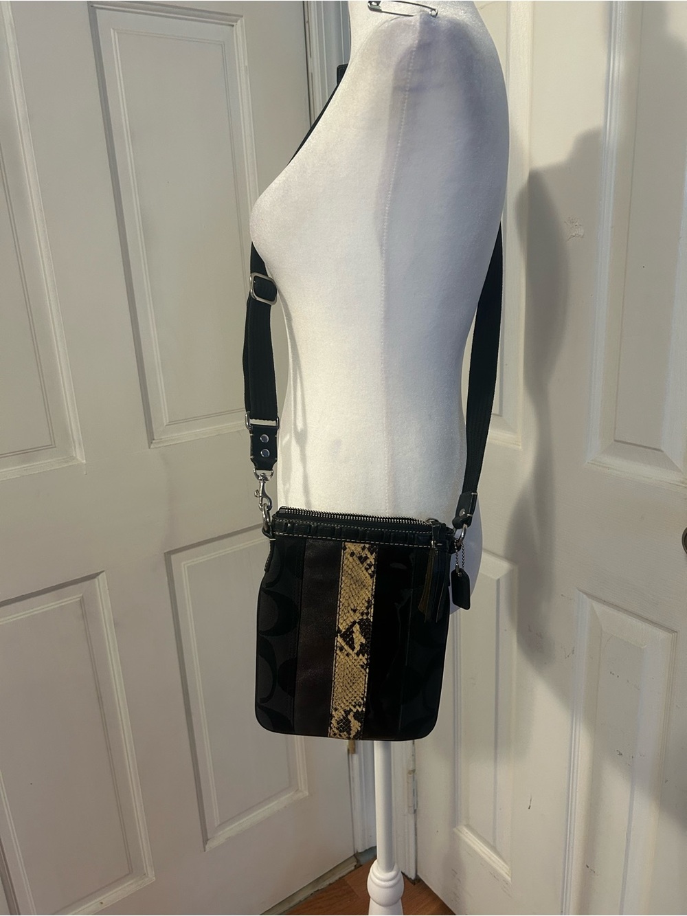 Coach 2006 Black Crossbody with Snake-Print Accent - Picture 2 of 6